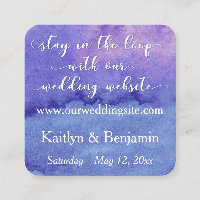 D'accompagnement Carte de rappel de site web de mariage à l'aquarel (Devant)