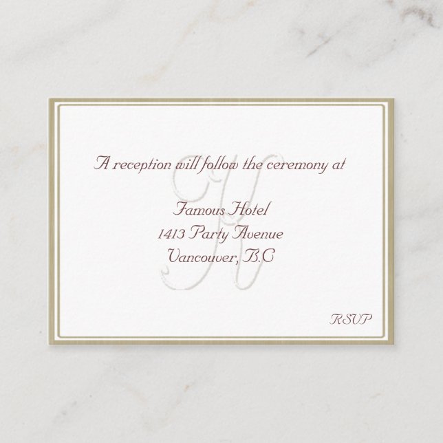 D'accompagnement Carte de réception à cadre blanc/beige K Monogramm (Devant)