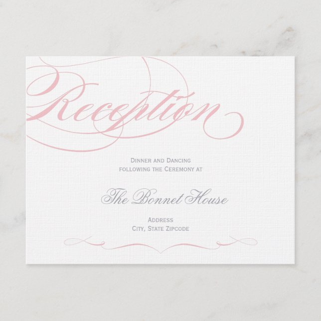 D'accompagnement Carte de Réception à l'Écriture Élégante - Rose Pâ (Devant)