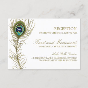 D'accompagnement Carte de réception à plumes de paon fantaisiste