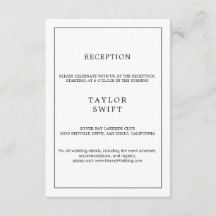 D'accompagnement Carte de réception à typographie minimaliste