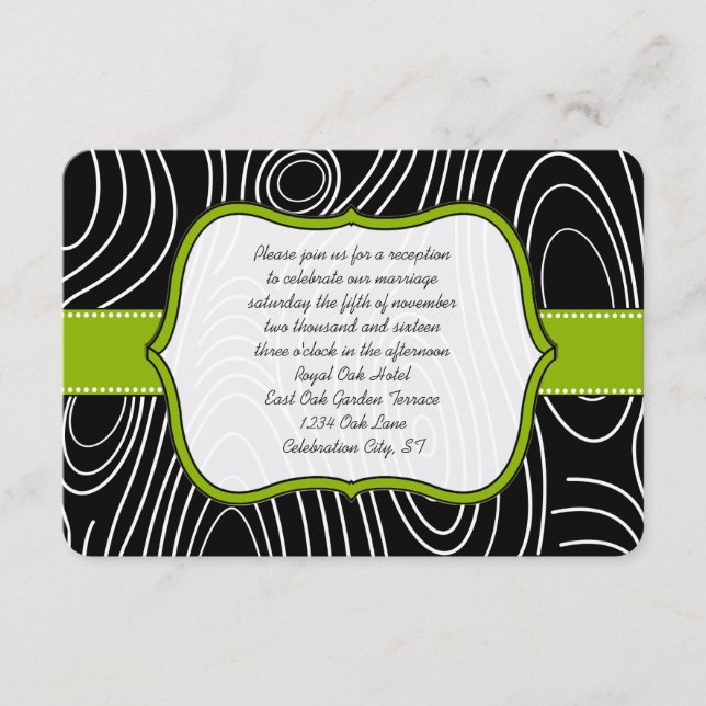 D'accompagnement Carte de réception Apple Green Black Wood Grain (Devant)