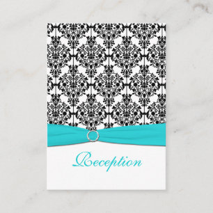 D'accompagnement Carte de réception Aqua, White et Black Damask
