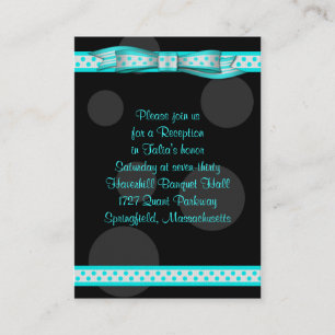 D'accompagnement Carte de réception Bat mitzvah Aqua Black Dot Ribb