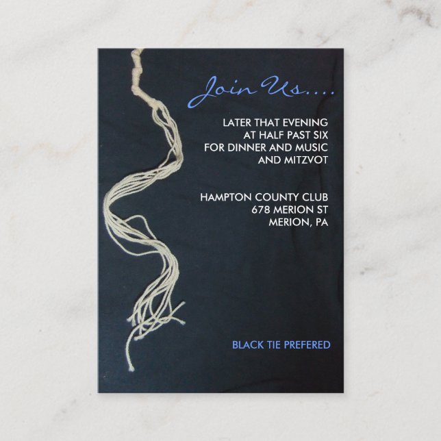 D'accompagnement Carte de réception Bat mitzvah Tallit Tallis Bar (Devant)