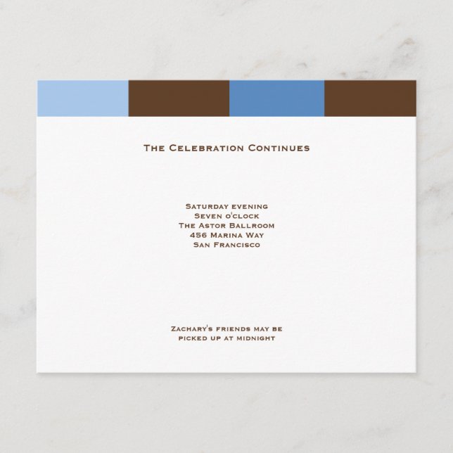 D'accompagnement Carte de réception Brown bleu Zachary (Devant)