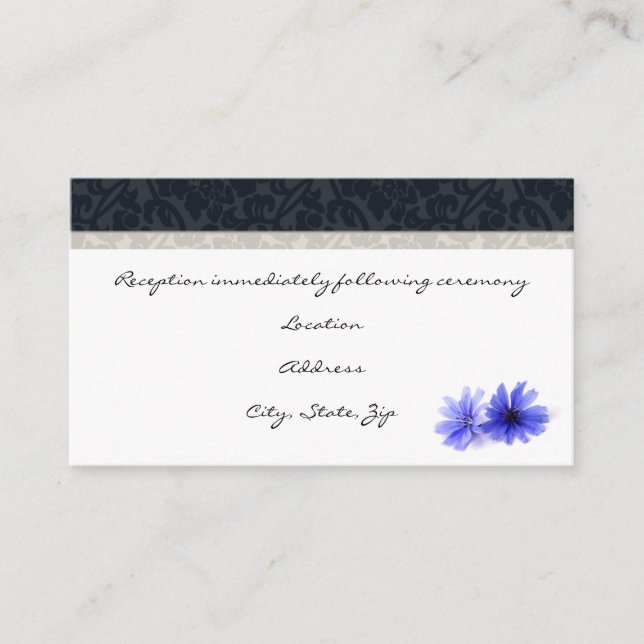 D'accompagnement Carte de réception Dark Navy Floral Damask (Devant)