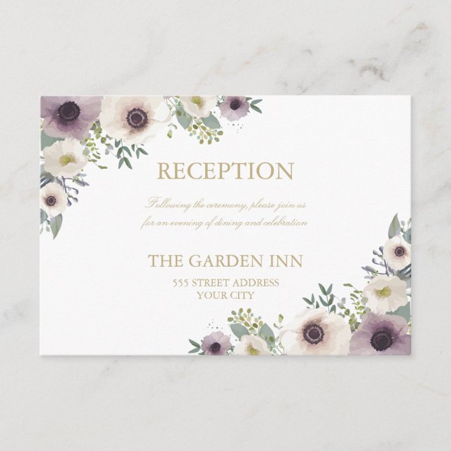 D'accompagnement Carte de réception de bouquet d'anémones (Devant)