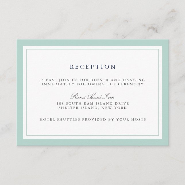 D'accompagnement Carte de réception de mariage à bordure Navy et Me (Devant)