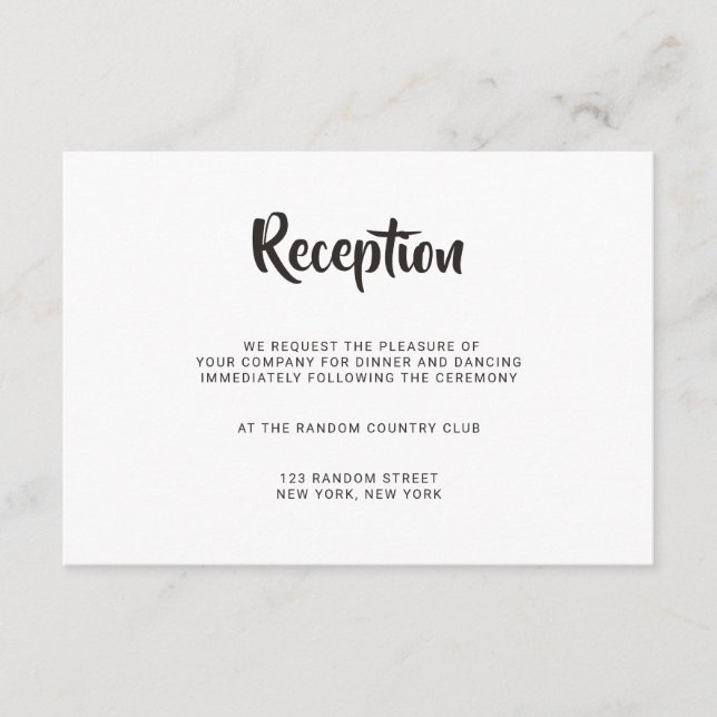 D'accompagnement Carte de réception de mariage à calligraphie avec  (Devant)