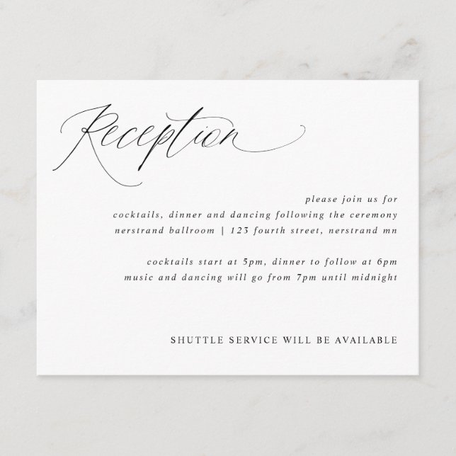 D'accompagnement Carte de réception de mariage à calligraphie éléga (Devant)