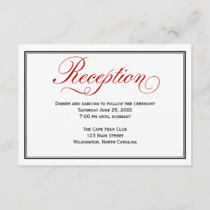 D'accompagnement Carte de réception de mariage à calligraphie rouge