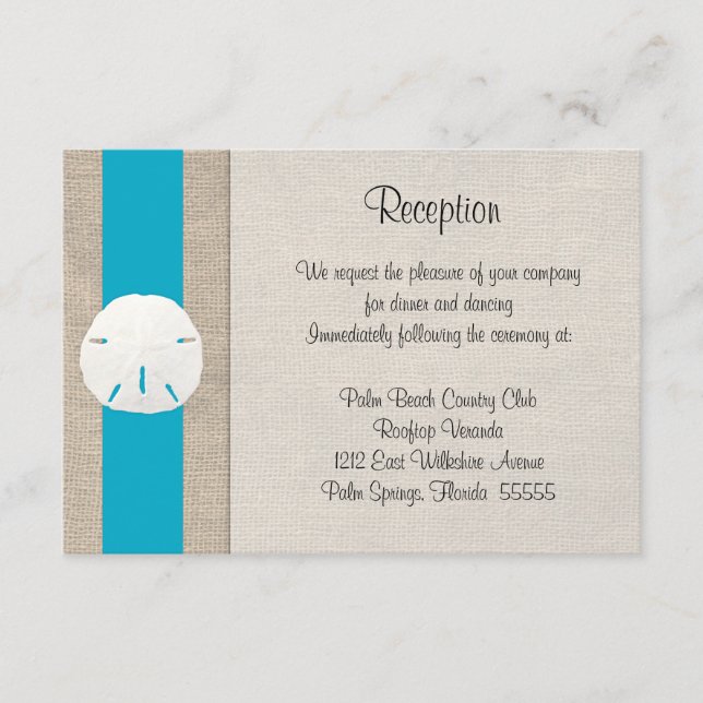D'accompagnement Carte de réception de mariage à la plage de Sand D (Devant)