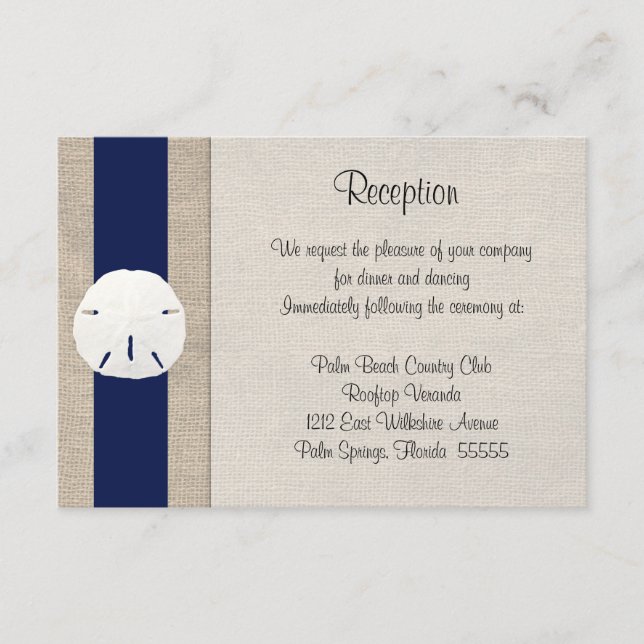 D'accompagnement Carte de réception de mariage à la plage Dollar de (Devant)