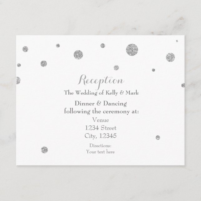 D'accompagnement Carte de réception de mariage à paillettes blanche (Devant)