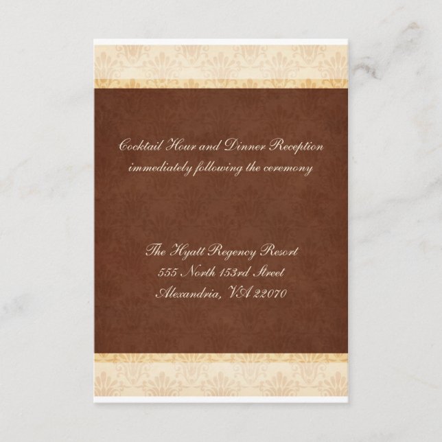 D'accompagnement Carte de réception de mariage au chocolat et à la  (Devant)
