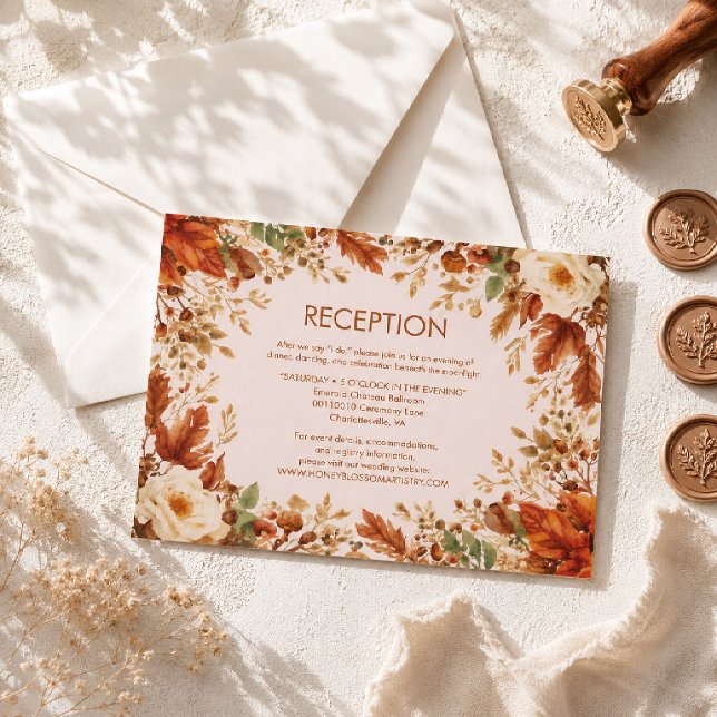 D'accompagnement Carte de Réception de Mariage aux Feuilles d'Autom (Créateur téléchargé)