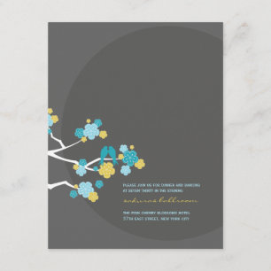 D'accompagnement Carte de réception de mariage aux oiseaux d'amour
