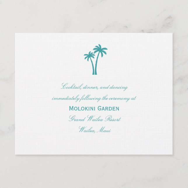 D'accompagnement Carte de réception de mariage aux palmiers - Blanc (Devant)
