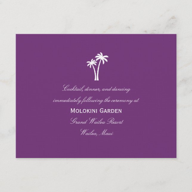 D'accompagnement Carte de réception de mariage aux palmiers - Viole (Devant)