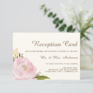 D'accompagnement Carte de réception de mariage aux pivoines roses v