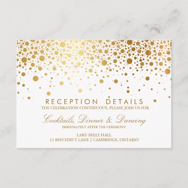 D'accompagnement Carte de réception de mariage avec confettis en fe (Devant)