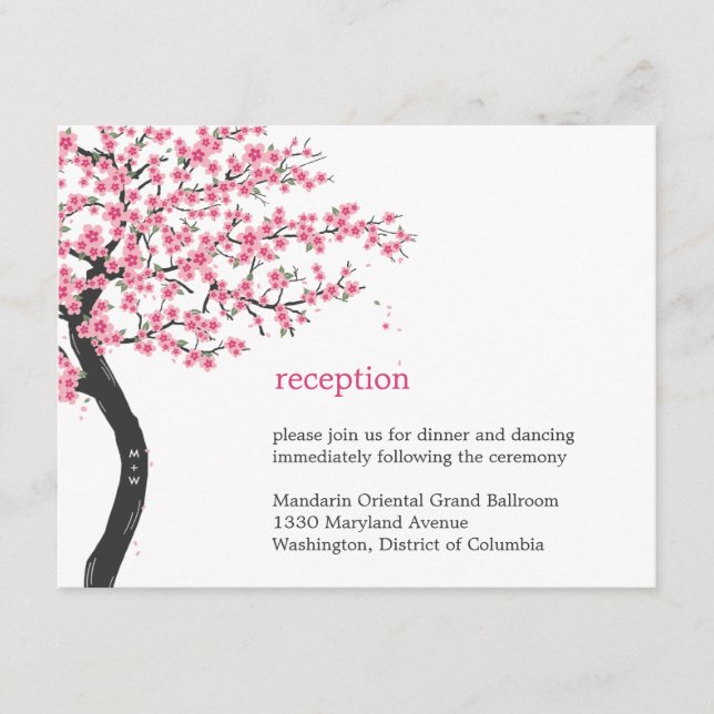 D'accompagnement Carte de réception de mariage Cerisiers en Fleur (Devant)