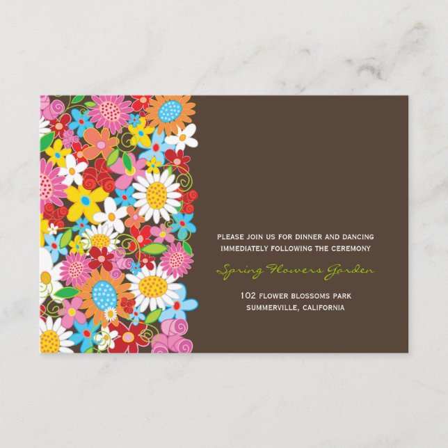 D'accompagnement Carte de réception de mariage chic avec fleurs de  (Devant)