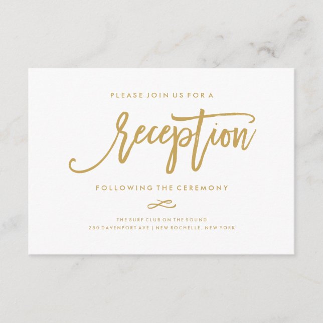 D'accompagnement Carte de réception de mariage chic en or avec lett (Devant)