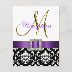 D'accompagnement Carte de réception de mariage Damassé violet noir