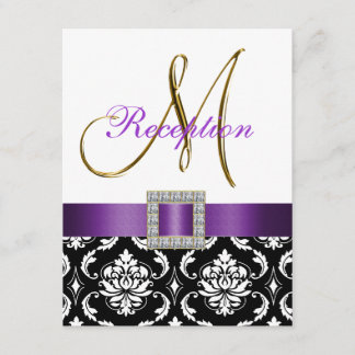 D'accompagnement Carte de réception de mariage Damassé violet noir