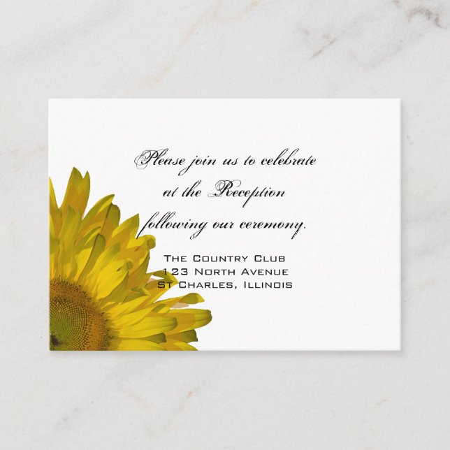 D'accompagnement Carte de réception de mariage de tournesol jaune (Devant)