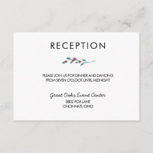 D'accompagnement Carte de réception de mariage d'hiver Holly et Ber