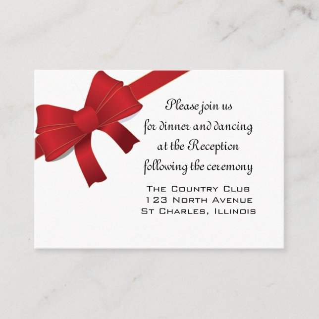 D'accompagnement Carte de réception de mariage d'hiver Red Bows (Devant)