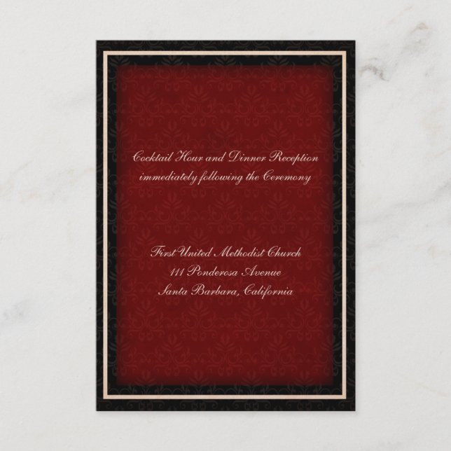 D'accompagnement Carte de réception de mariage d'hiver rouge et noi (Devant)