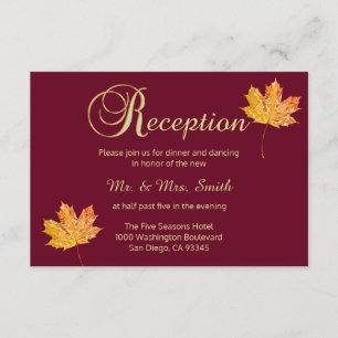 D'accompagnement Carte de RÉCEPTION de mariage Elegant Fall Burgund