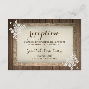 D'accompagnement Carte de réception de mariage en bois rustique, to