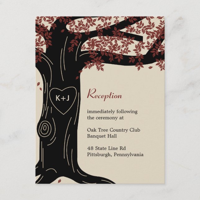 D'accompagnement Carte de réception de mariage en chêne - Rouge (Devant)