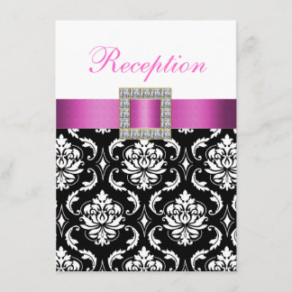 D'accompagnement Carte de réception de mariage en damas rose noir b