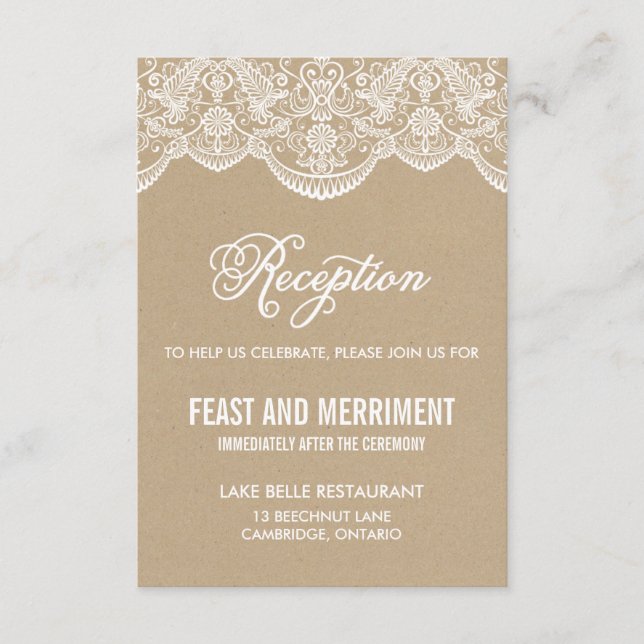 D'accompagnement Carte de réception de mariage en dentelle brocart  (Devant)