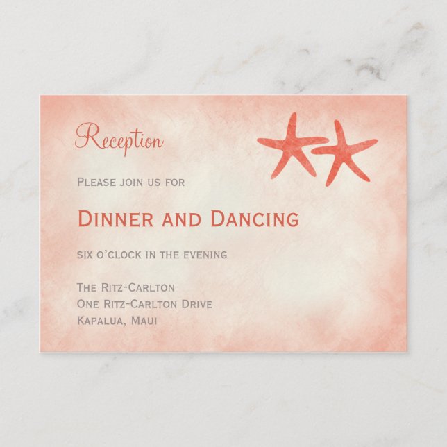 D'accompagnement Carte de réception de mariage étoile de mer aquare (Devant)