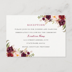D'accompagnement Carte de réception de mariage floral automnal de B