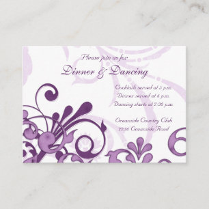 D'accompagnement Carte de réception de mariage floral blanc violet