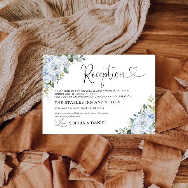 D'accompagnement Carte de réception de mariage florale bleu clair r (Créateur téléchargé)