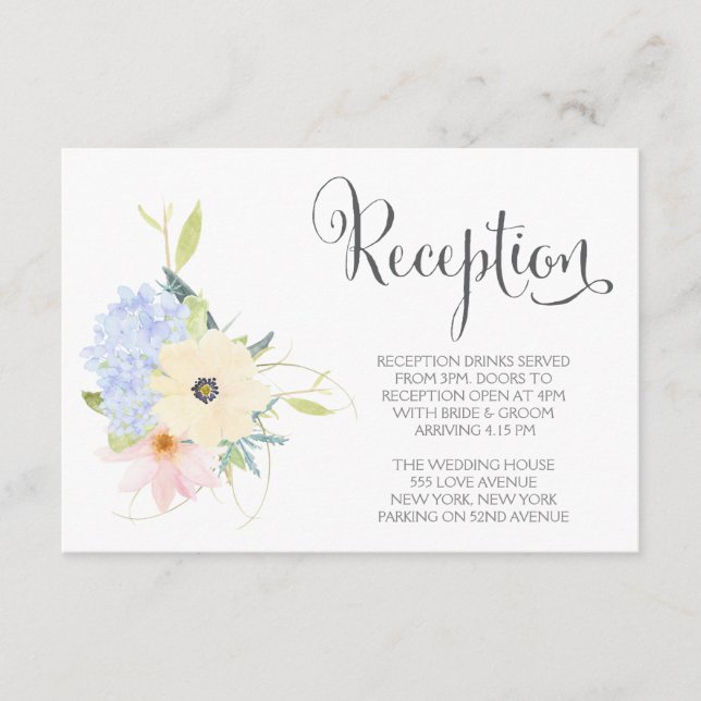 D'accompagnement Carte de réception de mariage florale de printemps (Devant)