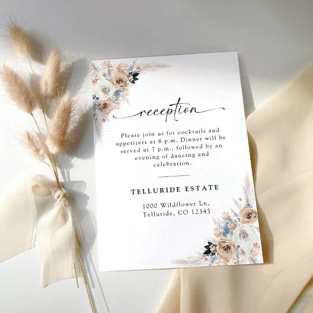D'accompagnement Carte De Réception De Mariage Ivory Et Blue Boho (Créateur téléchargé)