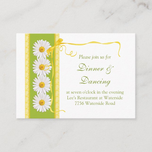 D'accompagnement Carte de réception de mariage jaune vert (Devant)