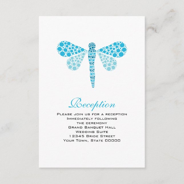 D'accompagnement Carte de réception de mariage libellule bleue et b (Devant)
