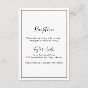 D'accompagnement Carte de réception de mariage minimaliste