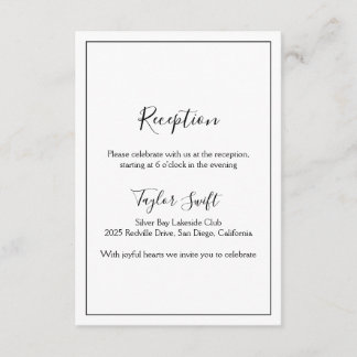 D'accompagnement Carte de réception de mariage minimaliste
